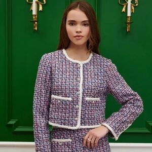 Sister Jane Classic Tweed Short Cardigan Jacket Size Small